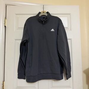NWT Adidas Men's Charcoal Gray Quarter Half-Zip Pullover Sweatshirt Size Large L
